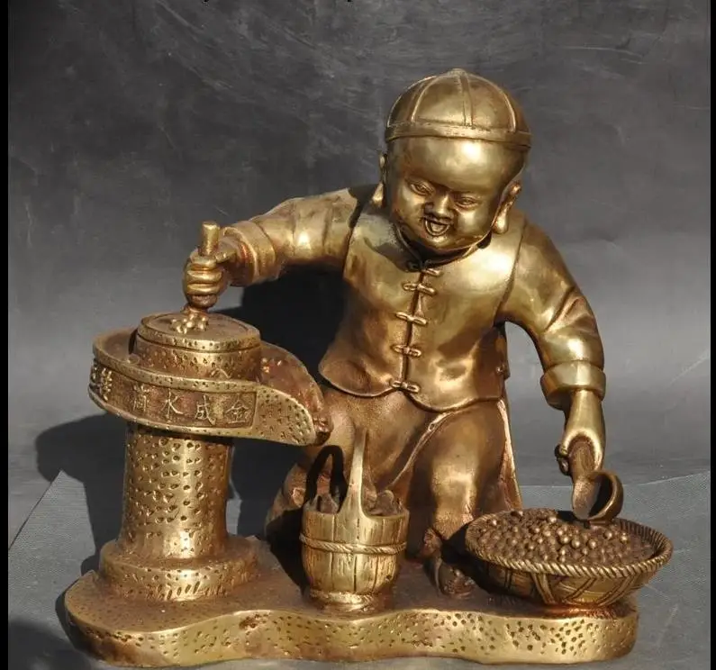 671116490+++Lucky china brass wealth Man Grinding Luck has turned drip into gold Art statue | Дом и сад