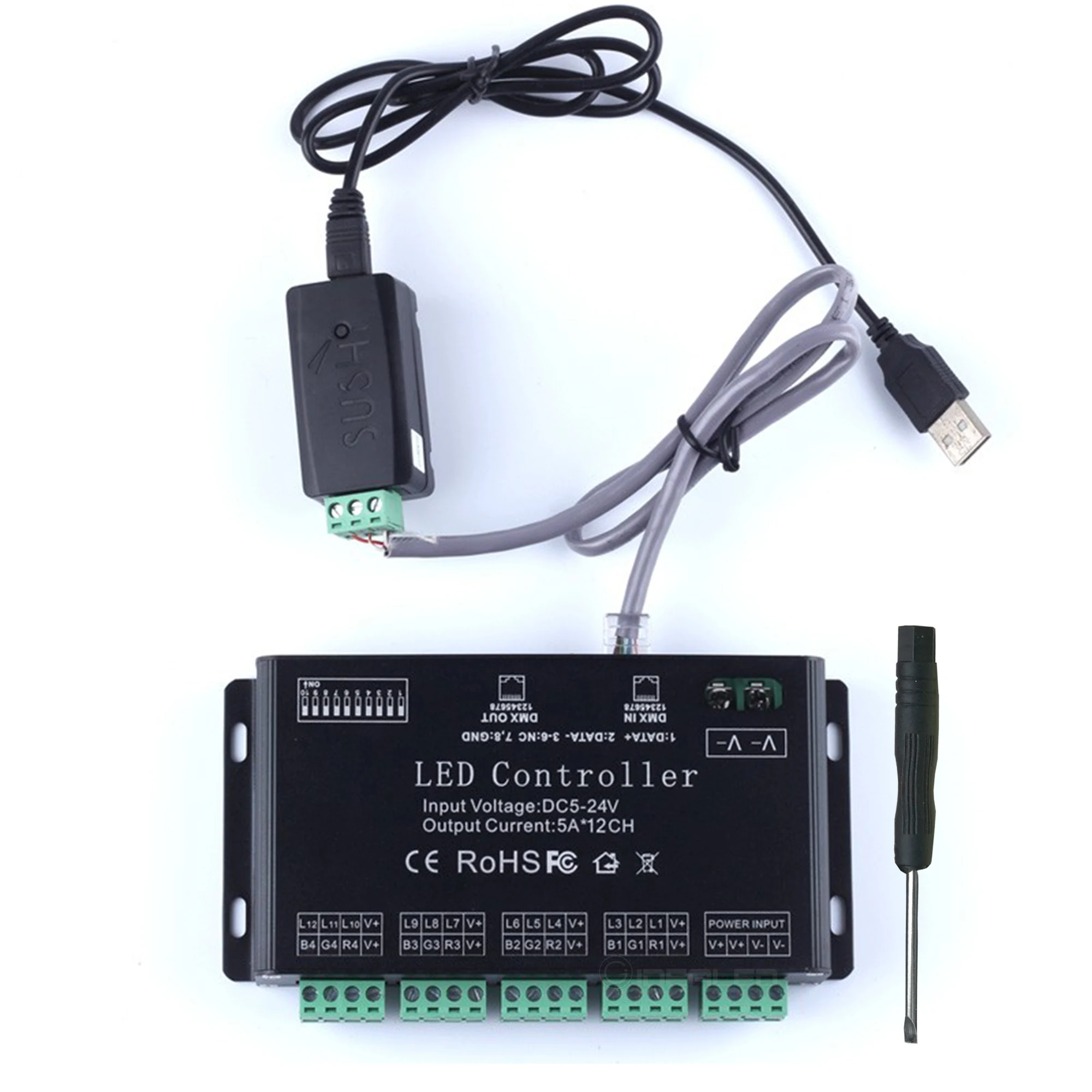DIY USB DMX512 контроллер программное обеспечение управления до 12 каналов DMX декодер