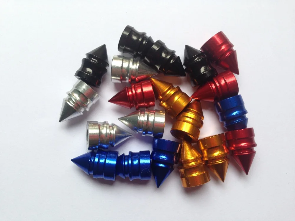 16 pcs aluminum spike design car tire valve caps,novelty car wheel