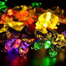 30 светодиодный s-бабочка, светодиодный светильник, яркое декоративное освещение, гирлянда, водонепроницаемая, Рождественская, Садовая, Солнечная лампа, Свадебный декор