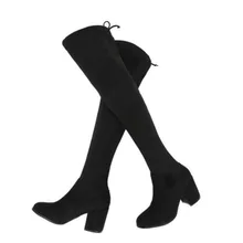 KNCOKAR осенние и зимние Новые круглый носок из Новинка Круглый Носок является Толстые со Обувь на высоком каблуке и сапоги до колена