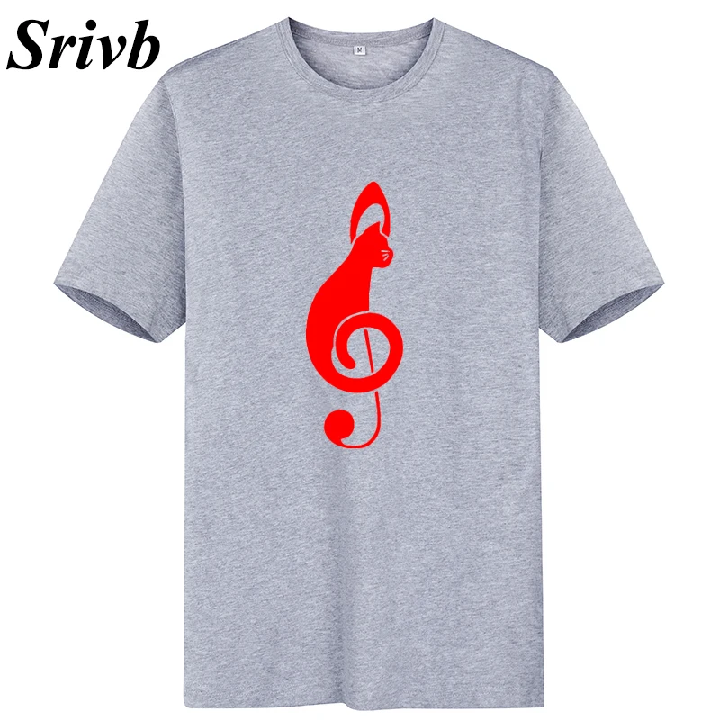 Srivb Кот музыка забавная кавайная футболка Женская Harajuku черный белый хлопок короткий рукав женская летняя футболка с графическим принтом женская футболка - Цвет: Gray