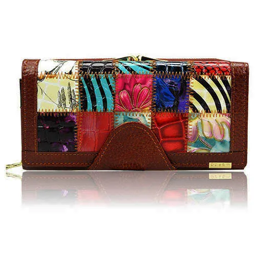 

Dreamlizer 3 Fold Fashion Genuine Leather Women Wallets Patchwork Hasp Coin Pocket Female Clutch Women Purse Wallet