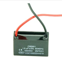 10 шт. IMC Горячая CBB61 начиная с постоянной ёмкости, универсальный конденсатор переменного тока 450V 1,5 мкФ 2-провода терминала потолочный вентилятор моторный ходовой конденсатор с алюминиевой крышкой
