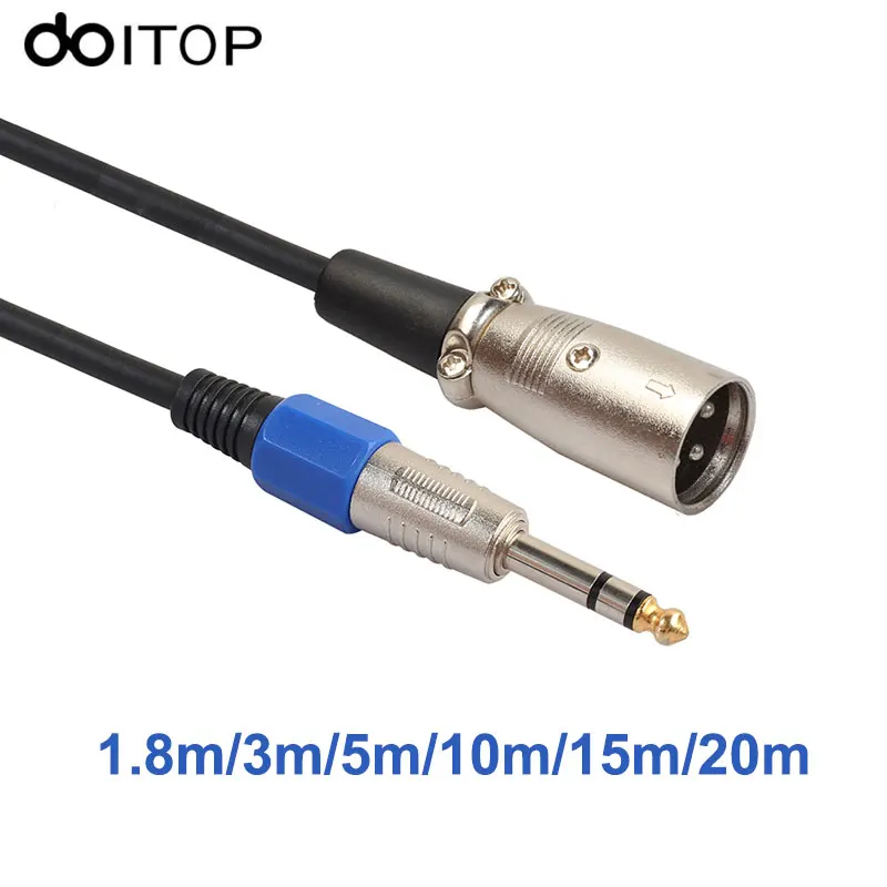 

DOITOP 6.35mm Stereo Male Plug to 3 Pin XLR Male Cable Adapter for Microphone Amplifiers Audio Cord 1.8m/3m/5m/10m/15m/20m A3