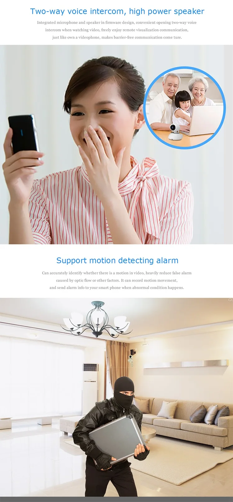 APP controlled intelligent network wireless wifi IP camera cctv camera with Pan & Tilt(10)