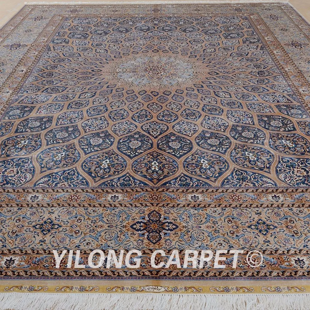 Yilong 10'x14 Vantage медальон дизайн шелковый ковер большой ручной работы персидский шелковый ковер (HF032A)