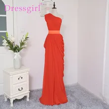 Dressgirl 2017 Cheap Bridesmaid Dresses Under 50 Sheath One-shoulder Chiffon Burgundy Long Wedding Party Dresses