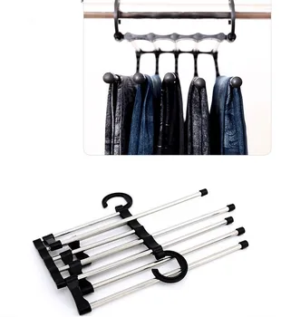 

1PC New 5 In 1 Stainless Steel Multifunction Retractable Pants Rack Trouser Hanger OK 0571