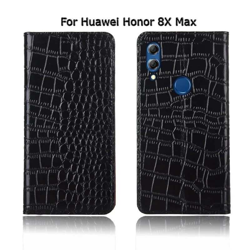 Крокодиловая текстура чехол для телефона чехол для huawei Honor 6X 7X 8X Max 8C 8A 9X Pro из натуральной воловьей кожи флип-чехол для телефона сумка