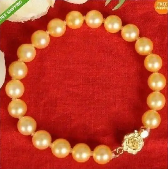 

Shipping >>>>>GENUINE AAA 10-11MM NATURAL GOLDEN SOUTH SEA CULTURED PEARL BRACELET 7.5 INCHES