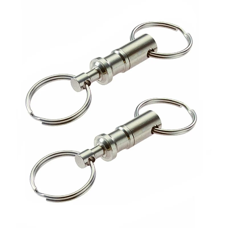 

Steel Chrome Plated Pull-Apart Key Rings 2PC Removable Keyring Quick Release Keychain Dual Detachable Key Ring Snap Lock Holder