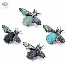 1 шт./лот, перламутровая раковина, натуральная раковина Пауа Абалон, подвески, зеленый авантюрин, брошь в форме пчелы, броши для рукоделия, ювелирное изделие от насекомых F7644