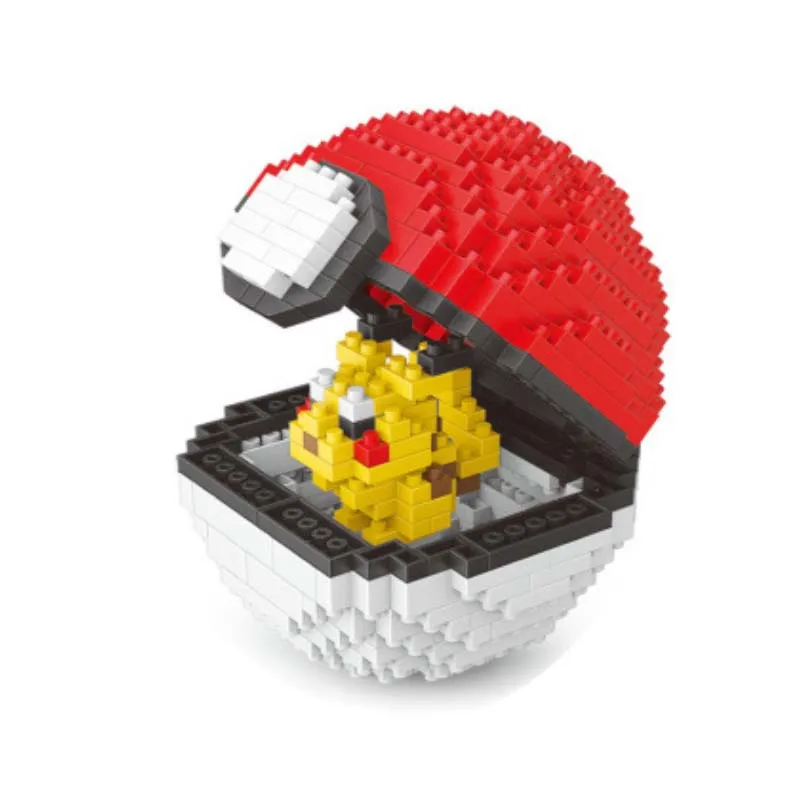

Pocket Monster Pokeball Love Ultra Premier Dive Ball Mew Pikachu Charmander Raichu Diamond Mini Nano Blocks Building Toy Gift