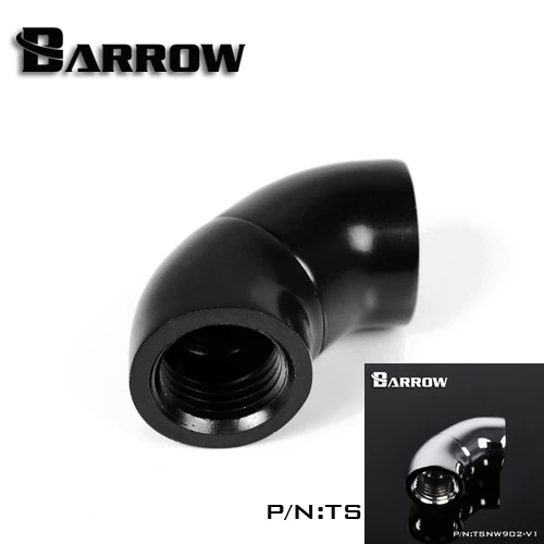 

Barrow G1 / 4 " Black Silver 90 degrees double female 360 degree rotatable water cooling connector TSNW902-V1