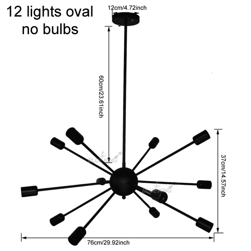 Винтажный промышленный Лофт железный светильник люстра-спутник Ресторан Бар подвесной светильник DIY паук бар светильник s E27 - Цвет абажура: 12L oval