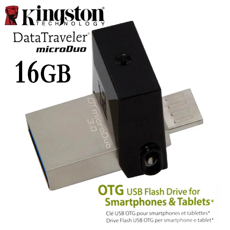 Kingston USB 3,0, флеш-накопитель, смартфон, Micro Memory, 16 ГБ, 32 ГБ, 64 ГБ, портативный накопитель, microDuo, OTG, usb флеш-накопитель, флешка