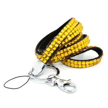 

1pcs Yellow Color Rhinestone Bling Crystal Custom Neck Lanyard For ID Badge Holder Cell Phone and Key Holder Hot Selling