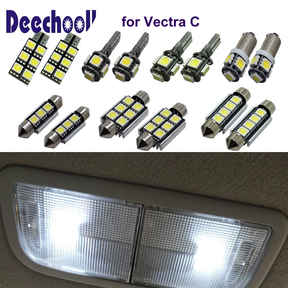 

deechooll 9pcs Car LED Light for Opel Vectra C OPC,Canbus Interior Lighting Bulbs for Opel Vectra C Dome Light Xenon White