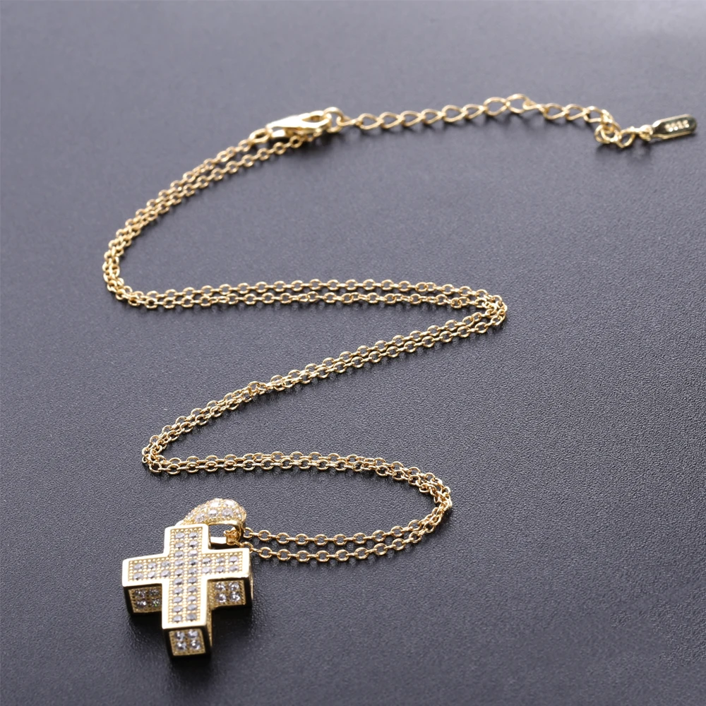 Lovecabin, Настоящее серебро 925 пробы, подвеска в виде креста и ожерелье для женщин, толстый крест, ожерелье с кулоном, с AAA цирконием