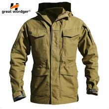 Outdoor M65 Waterproof Military Pilot Jackets Men Windbreaker Camouflage Tactical Field Jacket Male Hooded Pocket Hiking Coat autumn m65 jungle hooded jacket outdoor hiking hunting detachable liner windbreaker army tactical windproof waterproof coat