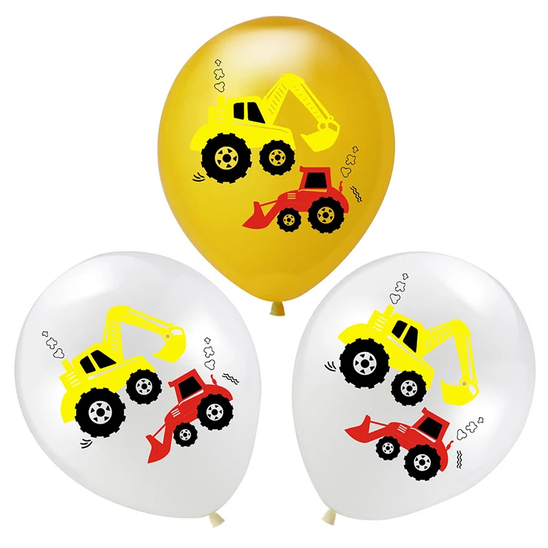 10Pcs Vehicle Excavator Theme Car Latex Balloon Birthday Decoration Confetti Latex Balloons Party Supplies Baby Shower