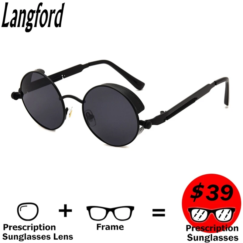 

Langford prescription sunglasses Finished vintage Rx. Sunglasses round small sunglasses men polarized mirror myopia sunglasses