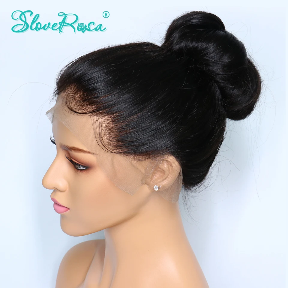 Прямые 360 парик из человеческих волос 150% перуанские прямые волосы для черных женщин бесклеевая предварительно сорванная детская парик для волос Slove Rosa