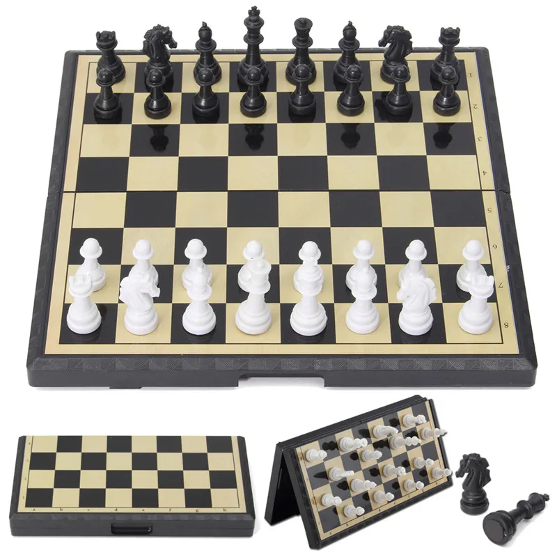 

Magnetic Folding Chessboard International Chess Board Box Portable Kids Table Games Board Toy Puzzle Kit Funny Family Board Game