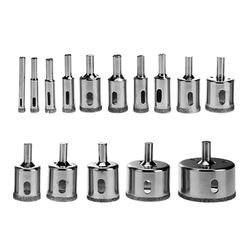 

15pcs/set 6mm-50mm High Speed Steel Diamond Coated Hole Saw Marble Bit Tile Ceramic Porcelain Granite Masonry Drilling Tools