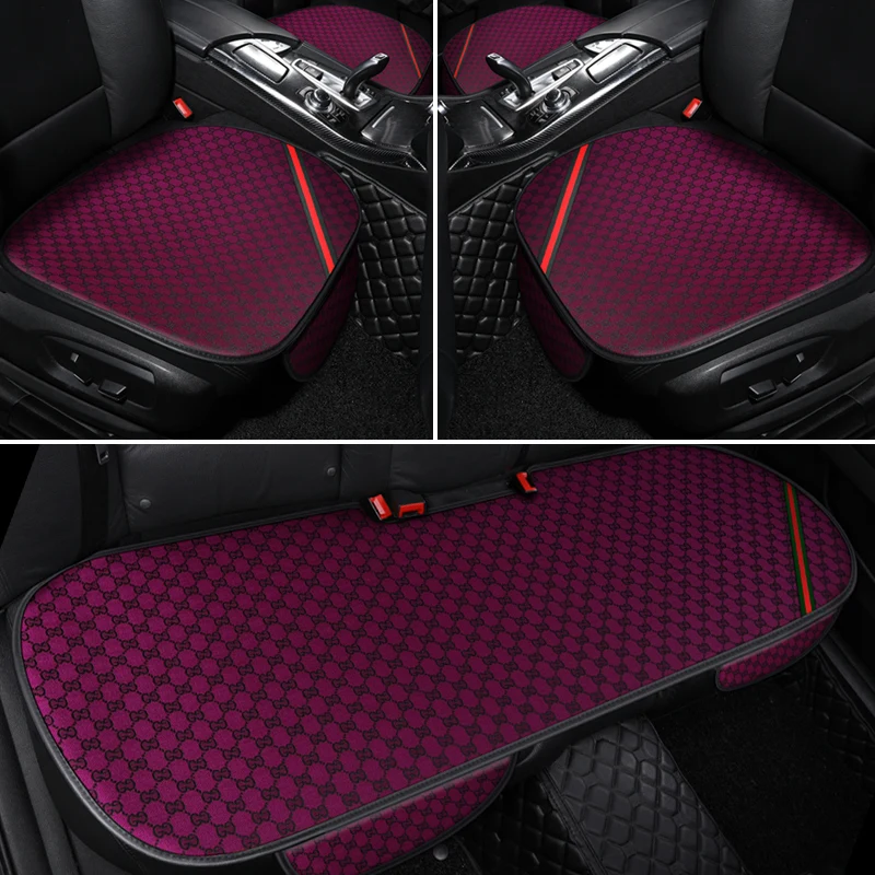 

3Pcs/Set Flax Car Seat Cover Pad for most cars Universal Front Back Auto Seat Covers Black Automobiles Seat Cushion