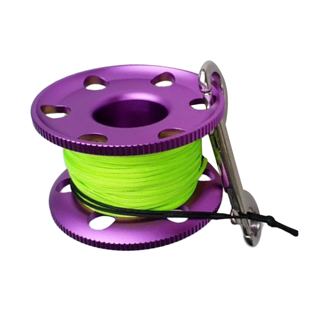 Scuba Diving Aluminium Finger Spool Reel 20/30/50M Line with Double Stainless Steel Ended Bolt Snap Bolt Clip 3 Color Options