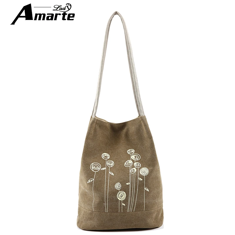 

Canvas Women's Shoulder Bag 2017 Fashion Flower Printed Woman Crossbody Bags Women Bucket Bag Handbags Casual Big Bags