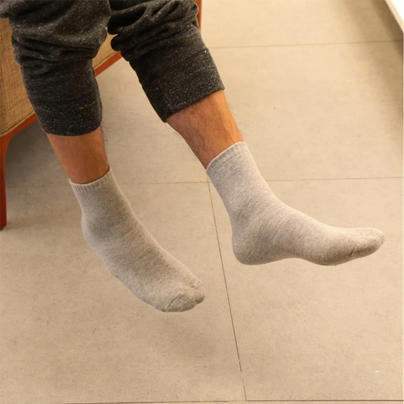Autumn Winter Men's Warm Wool Socks Cotton Harajuku High Quality Black gray Casual Tube Men Dress Socks for men gift 5Pair
