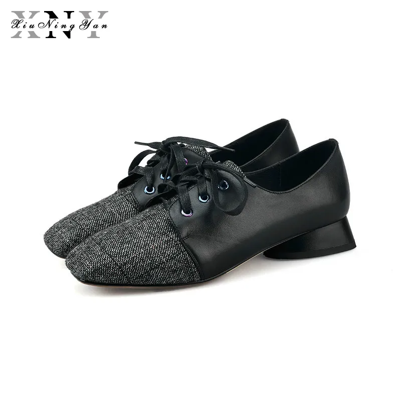 

Shoes Woman Genuine Leather Women's Oxfords British Style Lace-up Handmade Casual Flat Shoes for Women Loafers Big Size 34-43