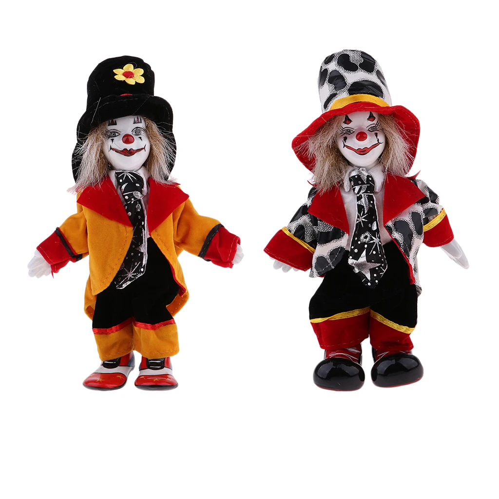2 шт фарфоровая кукла-клоун в красочной одежде для детей подарки на день рождения Хэллоуин Рождественский подарок игрушка украшение