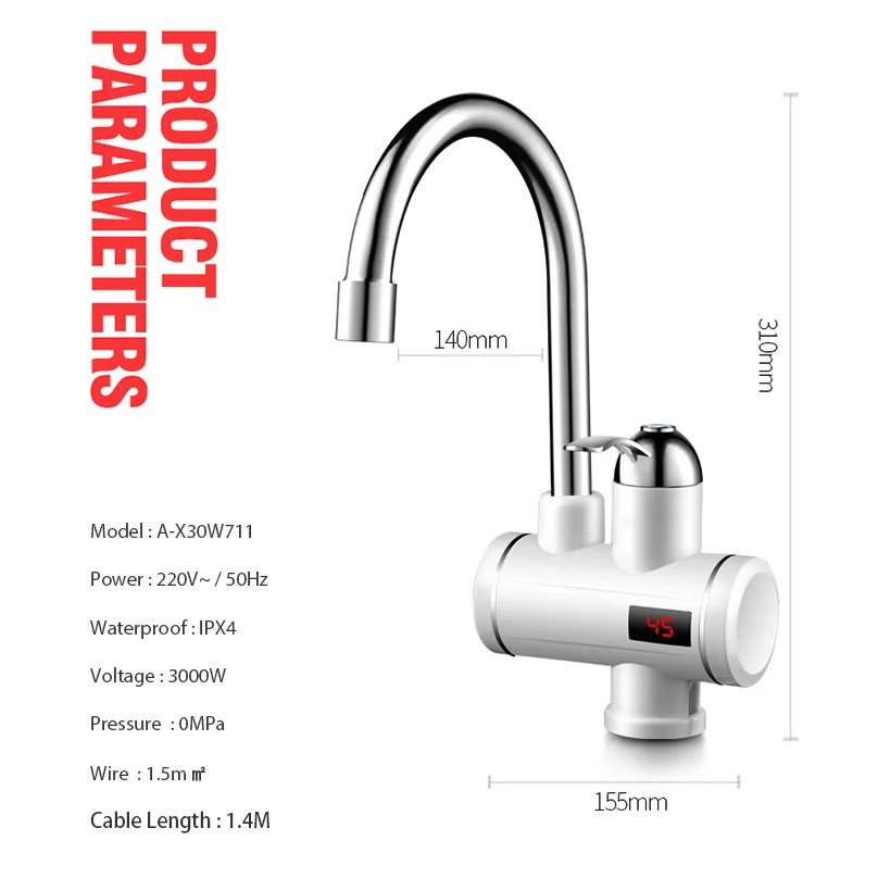 Мгновенный Tankless Электрический кран с проточным водонагревателем Кухня мгновенный нагрев водопроводной воды нагреватель под и боковой приток воды с светодиодный Дисплей UK штепсельная вилка европейского стандарта