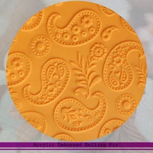 Рельефная Скалка с узором пейсли, выгравированный ролик для выпечки, милая и легкая деревянная скалка для детей и взрослых