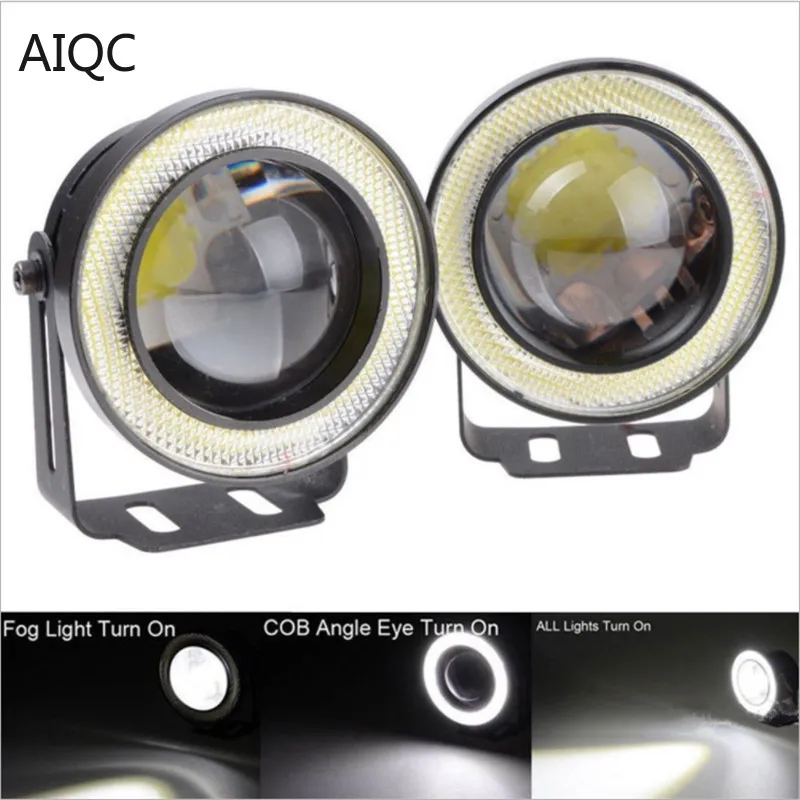 

2Pcs Car COB Angel Eyes Fog Lights 1200LM 30W Led Car Headlight Lamp DRL Universal Daytime Running Light 64mm 76mm 89mm