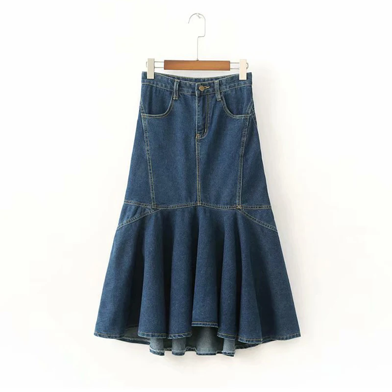 2018 Новый Осень Для женщин джинсовая юбка Высокая Талия Для женщин Длинная юбка модные, пикантные облегающая юбка Для женщин