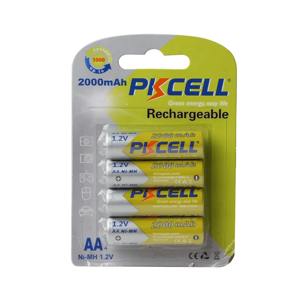 3 шт/12 шт PKCELL AA батарея NIMH 1,2 V 2000 mAh 2A 1,2 Вольт Ni-MH AA аккумуляторные батареи Bateria Baterias для игрушек