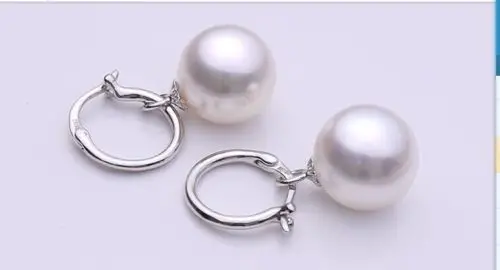 

free shipiing white AAA 10-11mm white south sea round pearl earrings 925silver