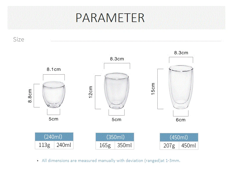 2 шт./лот, креативная стеклянная чайная чашка с двойными стенками 80 мл, 250 мл, 350 мл, 450 мл, двойные стеклянные кофейные чашки, чашка для воды
