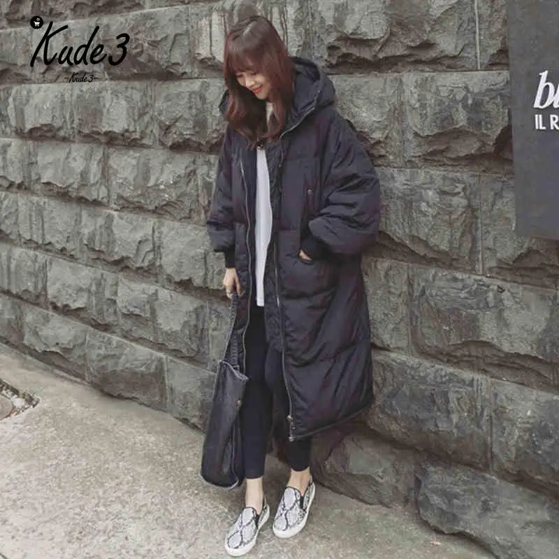 

Black Plus Size Korea Fashion Female Outwear Thick Warm Parka Oversize Fur Duck Down Winter Coat Women Retro With Hood