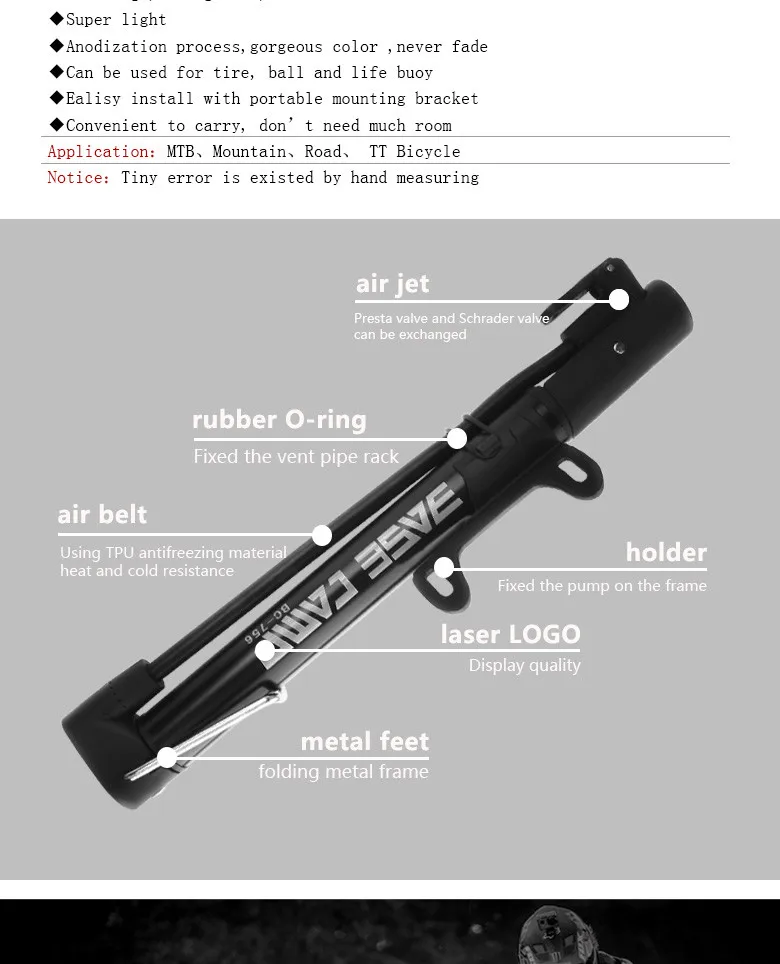 BASECAMP велосипедный насос велосипедные шины портативный надувной воздушный насос Горный Дорожный велосипед MTB Велоспорт воздушный пресс рама аксессуары