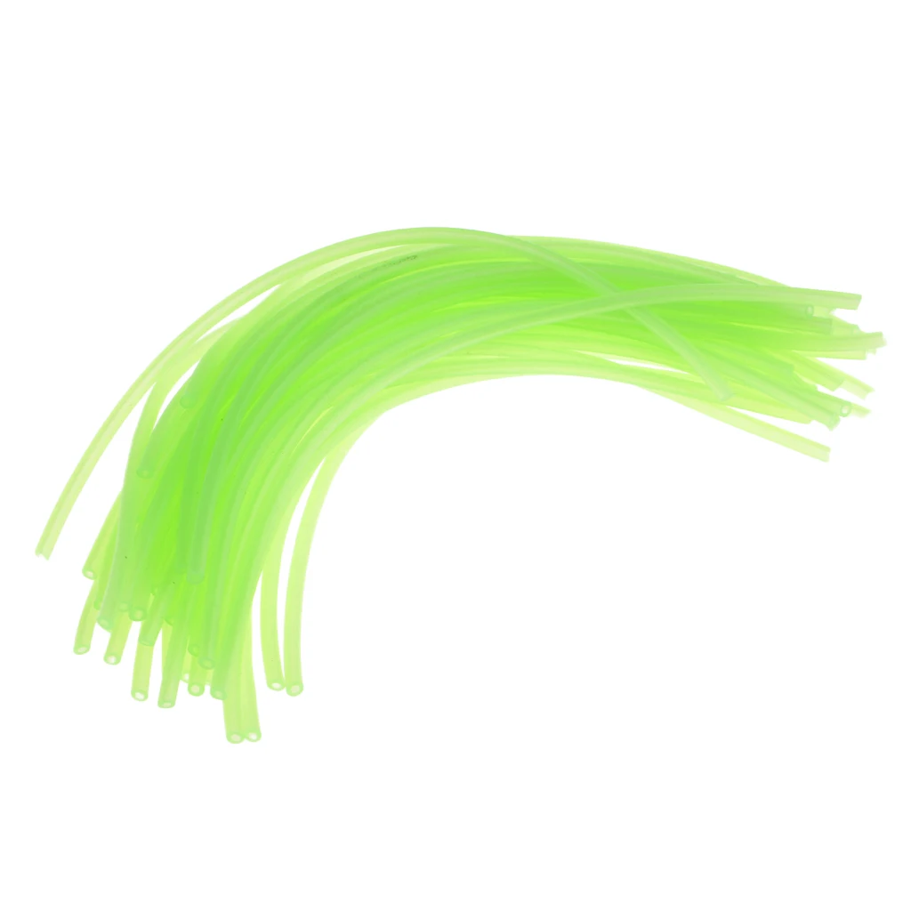 2# 3# 40 Pieces Super Soft Luminous Silicone Tube Rubber Saltwater Rig Lure Tubes  Green For Fishing Accessories