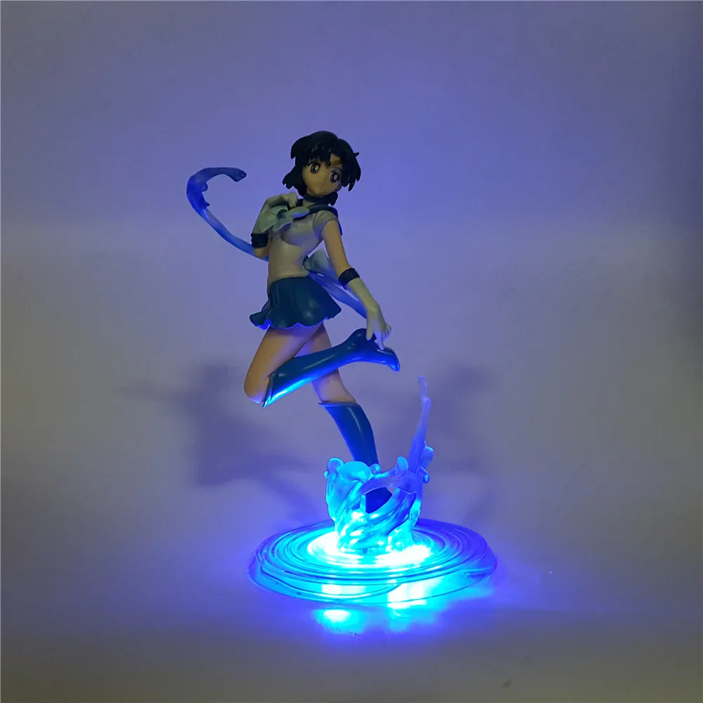 

Sailor Moon lamparas Sailor Mercury Figure Led Light DIY Set Figuarts Zero Sailor Mizuno Ami Night Light Collectible Model Lamp