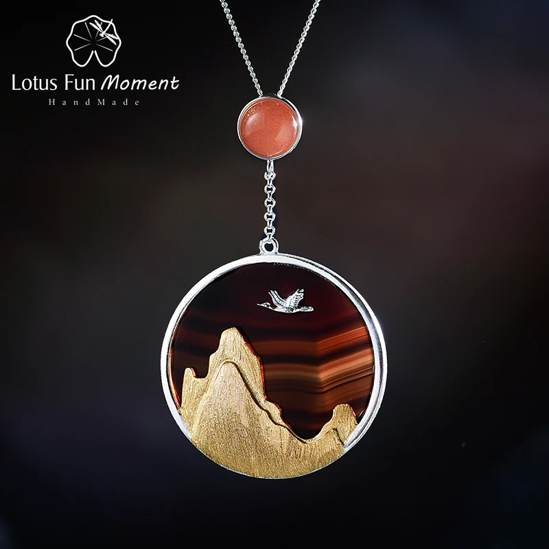 Lotus Fun Moment реальные 925 пробы серебро натуральный камень модные украшения