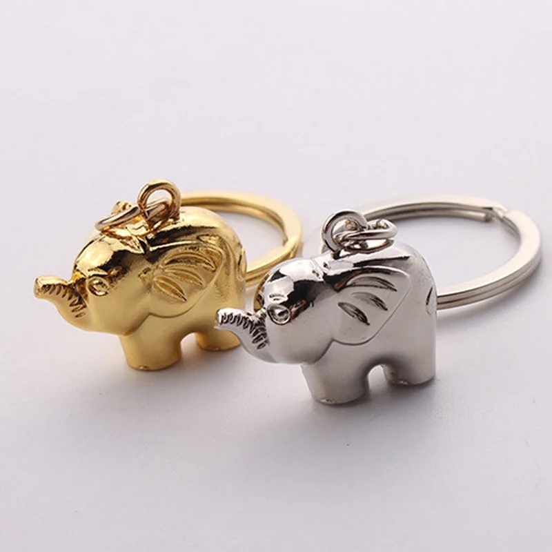 

1 pcs Fashion Style Cute Pet Keychain Elephant Key Rings Silver And Gold Color Gift Hot sale portachiavi donna