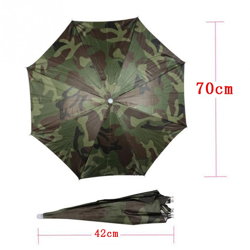 Head Umbrella Hat Fishing Cap Anti-UV Camouflage Sunshade Sea Beach Sun Protection Foldable Outdoor Camping Hiking Sport Hats (23)